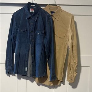 Wrangler Men's Denim and Tan Long sleeve Bundle